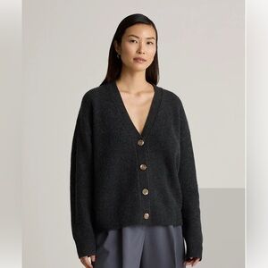 Quince Cashmere Charcoal Box Cardigan Small